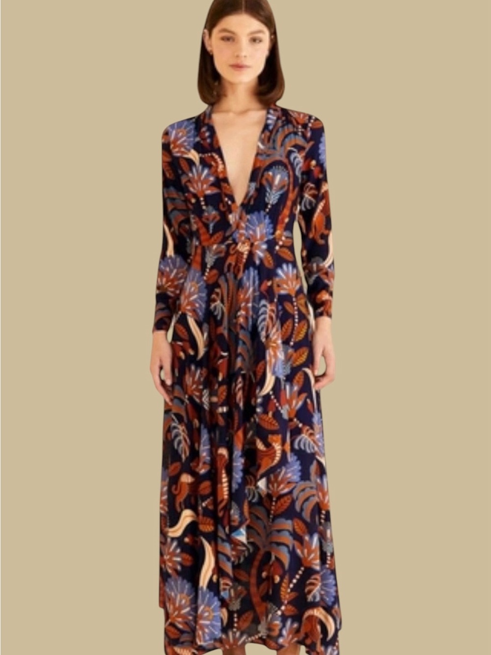 FARM Rio Blue Nature Beauty Maxi Dress Size  Large